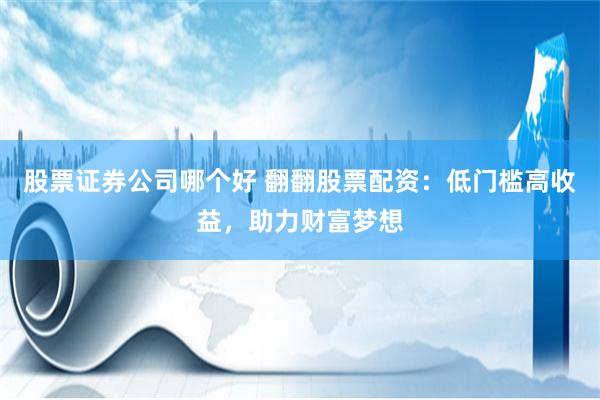股票证券公司哪个好 翻翻股票配资：低门槛高收益，助力财富梦想